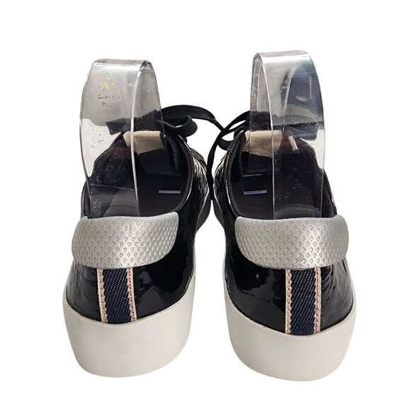 ED Ellen DeGeneres Eda-Gillen Lace-Up Leather Sneakers Black Silver 5.5 - Picture 5 of 11